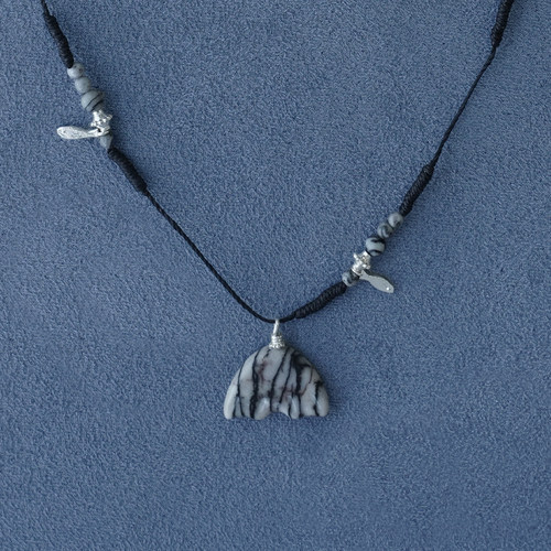 SALE E PEPE 胡椒盐·纯银网格石鱼尾编织项链