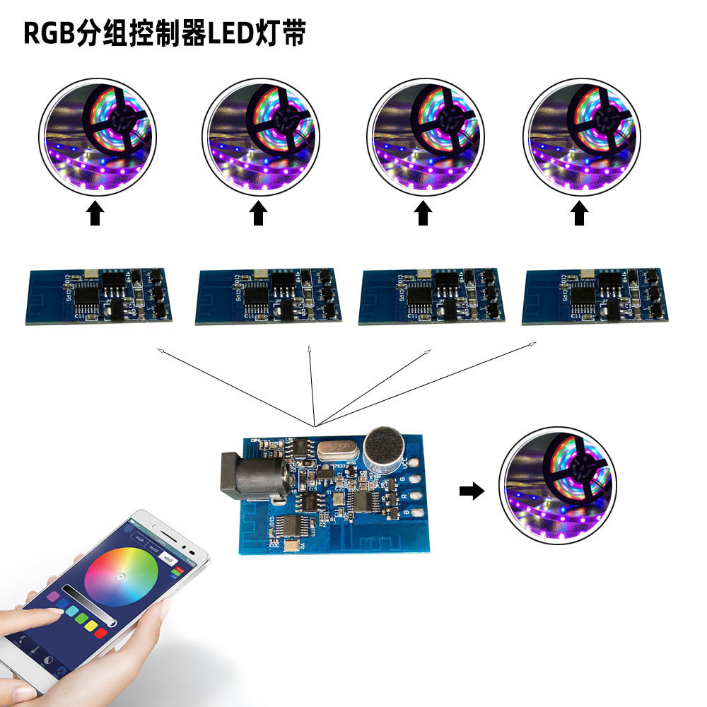 主从机氛围灯控制器64色