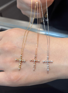 日本Marisol十字架吊坠项链钻石镶嵌ahkah风格轻奢小众设计送女友