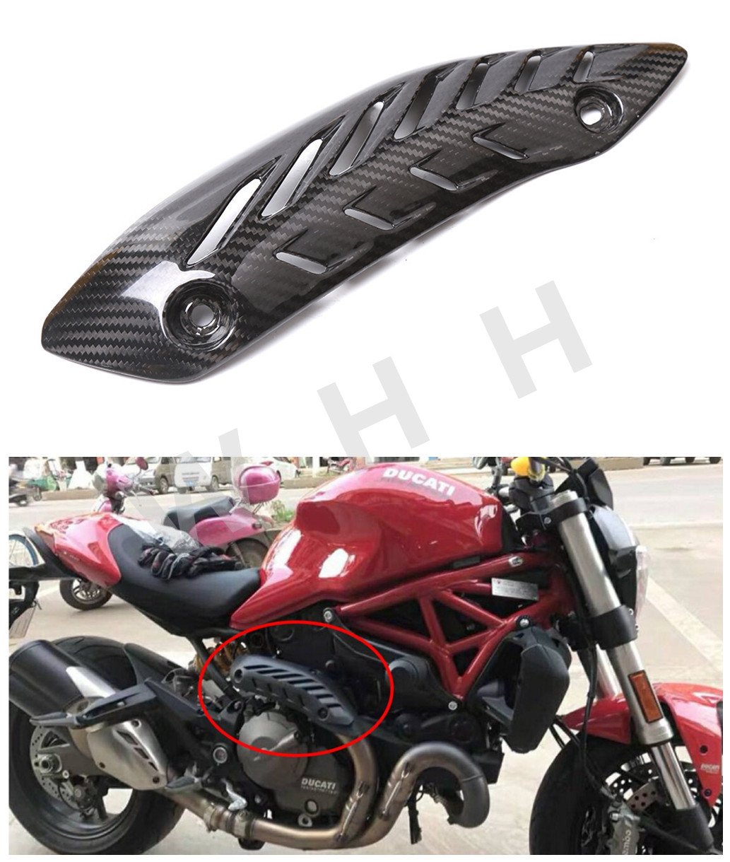 适用杜卡迪 ducati monster 821 1200 改装真碳纤维排气管隔热罩