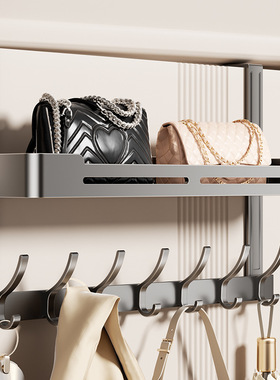 门后双层挂衣架免打孔卧室门上挂钩门背式衣帽架门后收纳架置物架