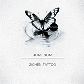 ZICHEN 国风蝴蝶水墨3D波纹纹身贴持久防水女高级感锁骨手臂性感