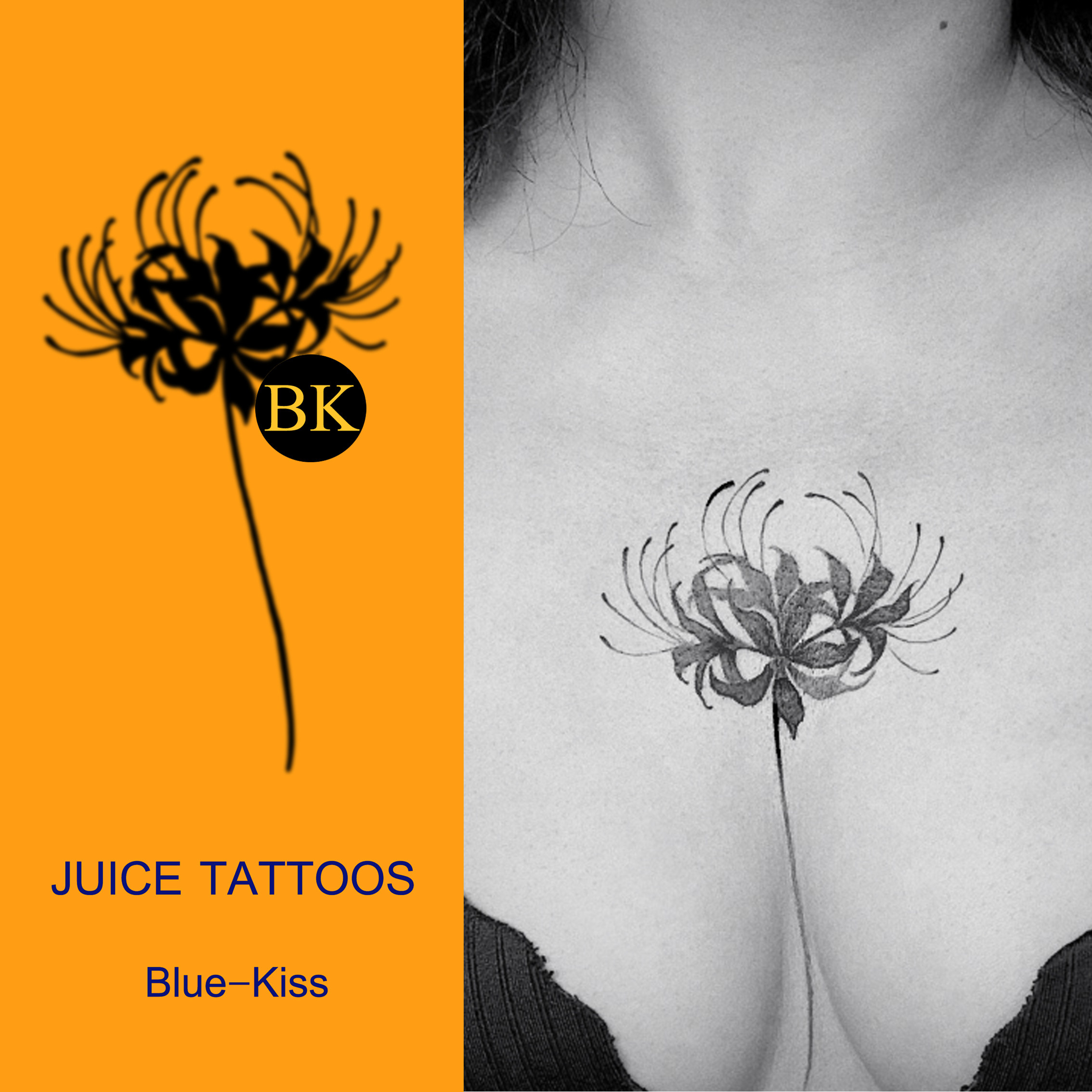 bluekiss蓝吻 彼岸花 花臂防水草本纹身贴女持久性感曼陀罗果汁贴