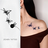ZICHEN 飞舞蝴蝶纹身贴锁骨性感草本持久防水女高级不反光遮瑕
