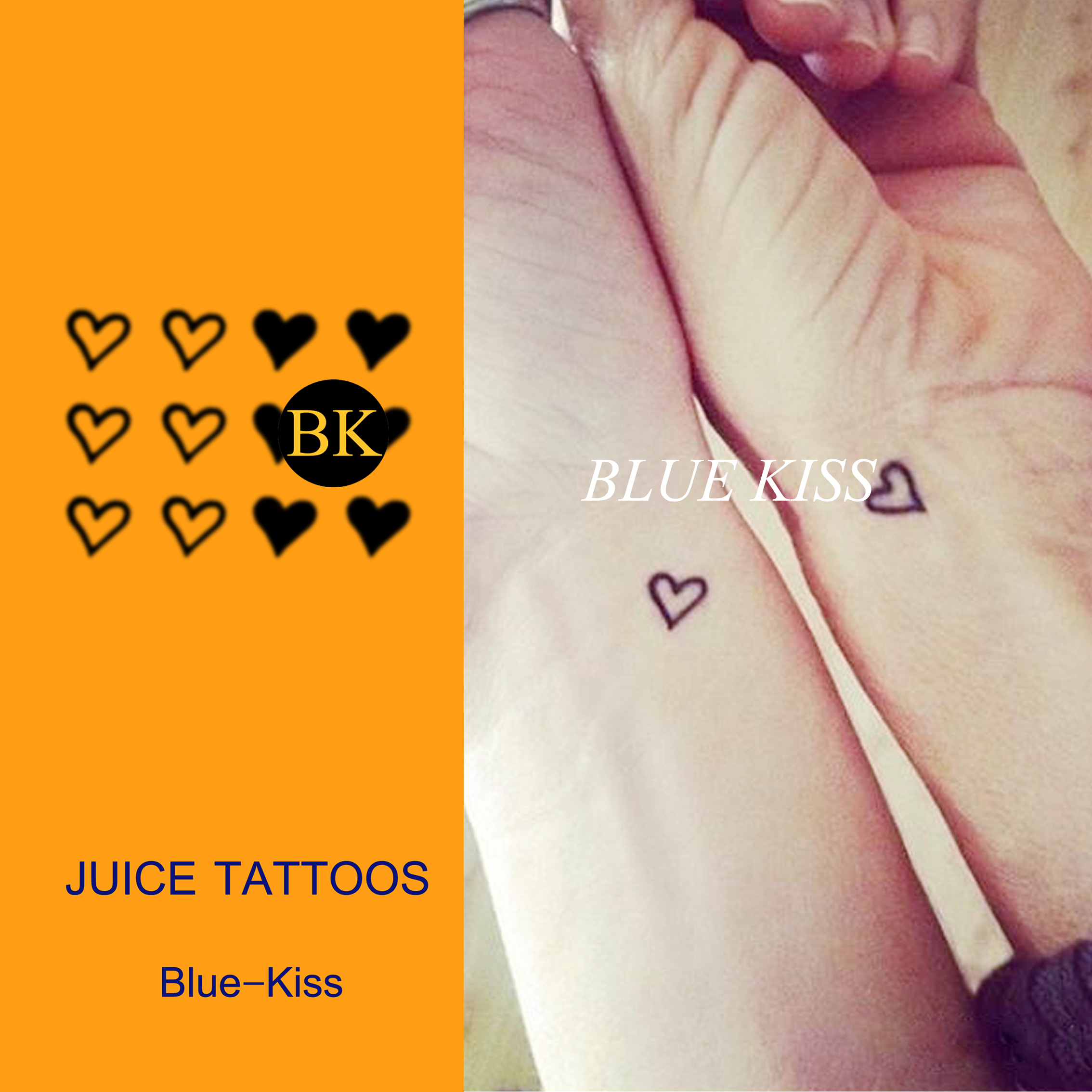 bluekiss蓝吻 爱心 闺蜜草本纹身贴果汁半永久情侣款手腕小图男女