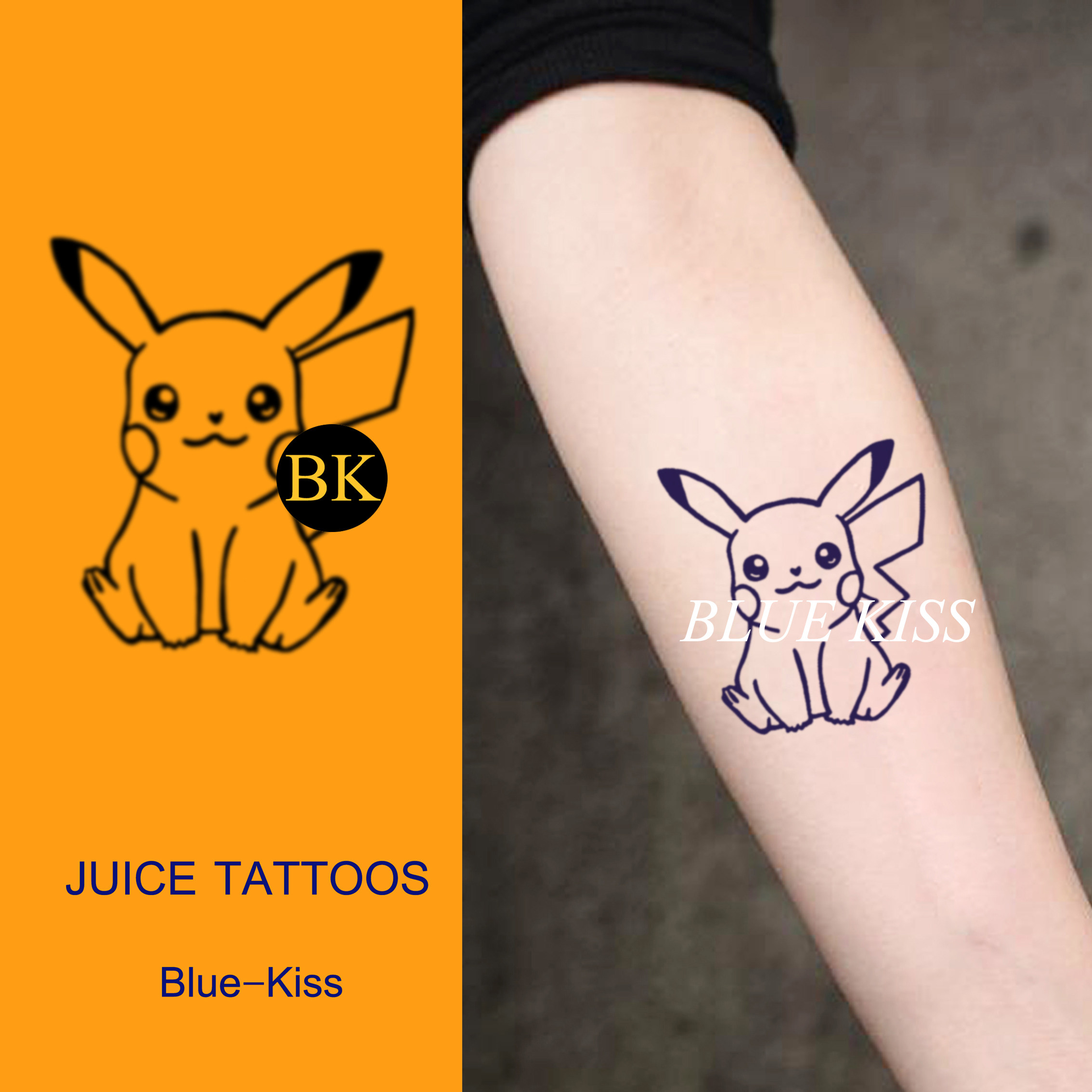 zichen 宝可梦皮卡丘 手臂简笔画神奇宝贝草本纹身贴半永久防水女