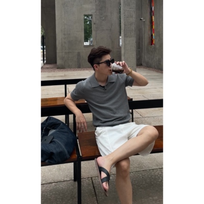 CHANWS老钱风polo衫男士镂空短袖t恤2025夏季轻薄高级感男款8001