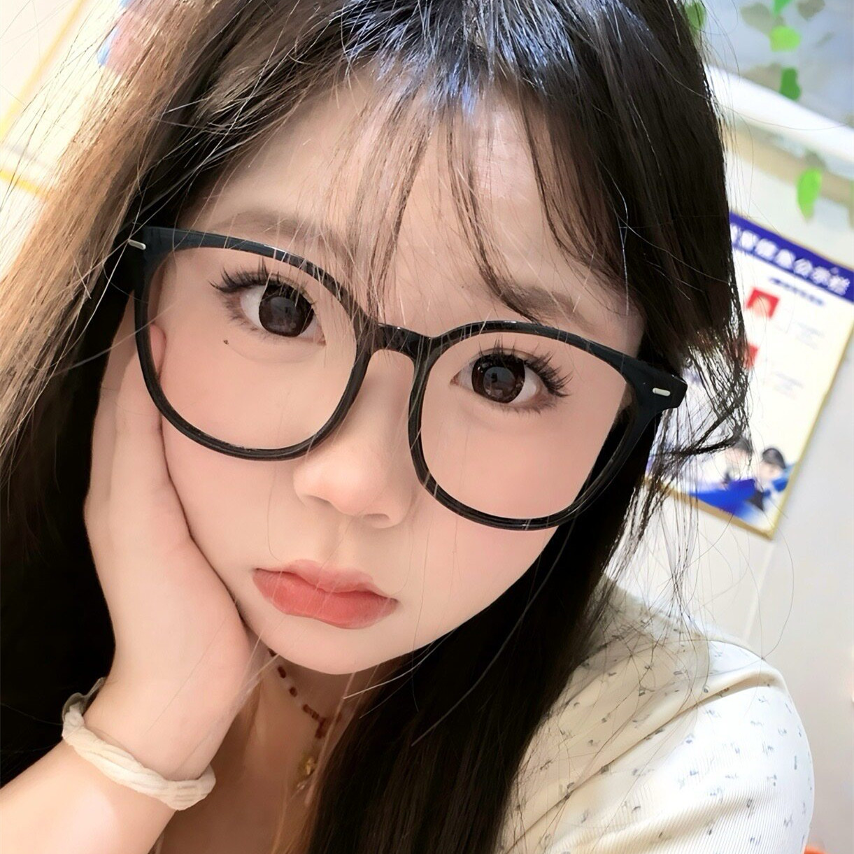 超大框素颜神器瘦脸网红眼镜女式防蓝光显脸小装饰蝴蝶结眼镜框架