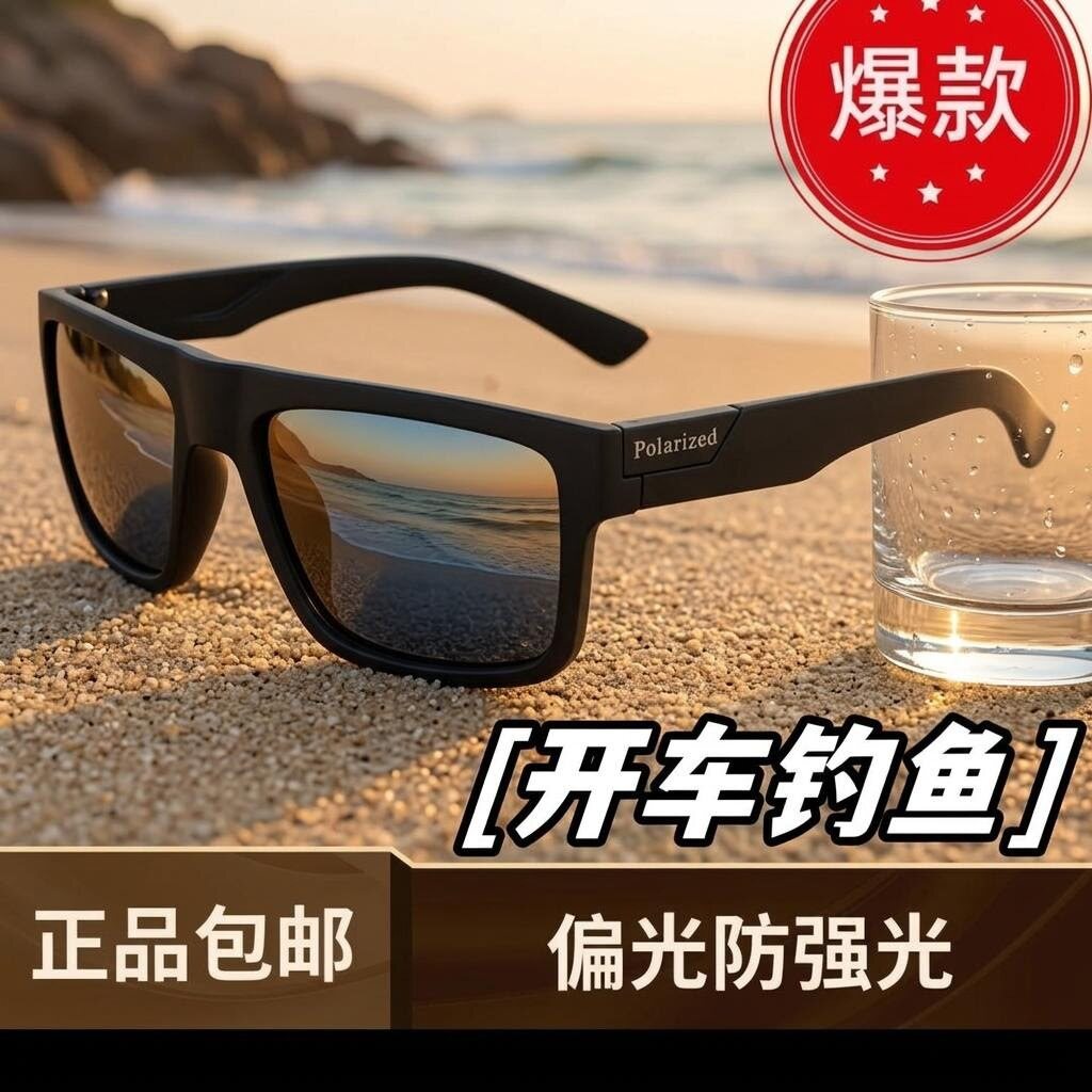 方形偏光太阳眼镜男女开车防强光司机驾驶墨镜钓鱼出海捕鱼护目镜