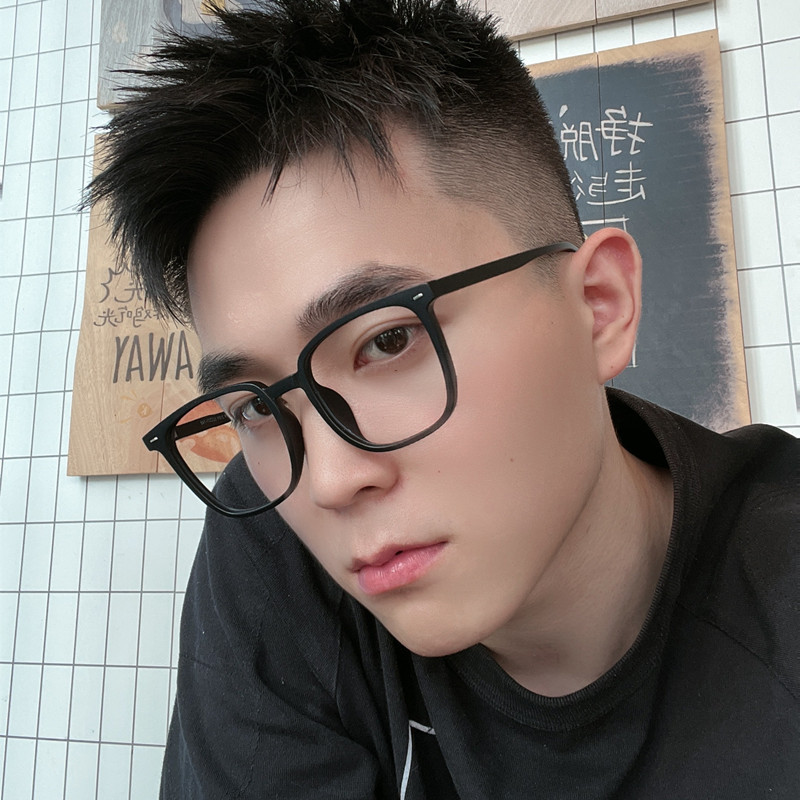 方形砂黑潮男防蓝光时尚个性眼镜架女防辐射网红眼睛框韩版平光镜