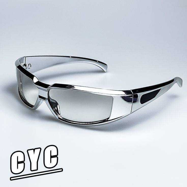 未来感银色户外骑行太阳镜男女防灰尘护目镜墨镜潮登山防风防虫镜