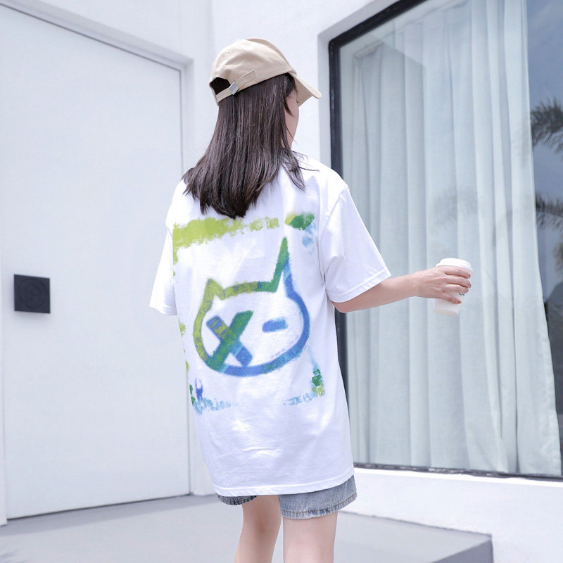 短袖街头适中晕染棉男女爆款