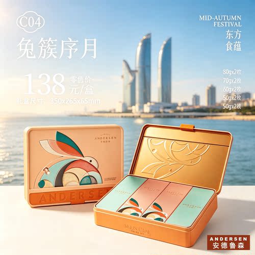 厦门安德鲁森中秋月饼礼盒C04兔簇序月礼券及实物可订