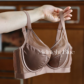 收副乳四排扣文胸内裤 性感绸缎薄款 莫代尔舒适柔软防下垂内衣套装