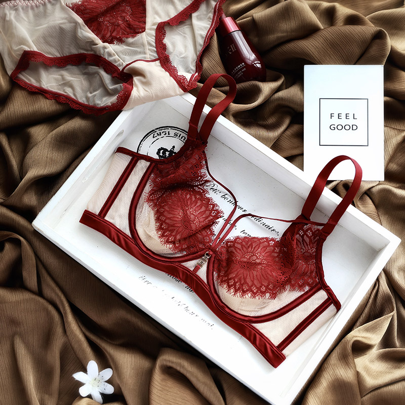 午夜蓝色法式性感软钢圈显胸小