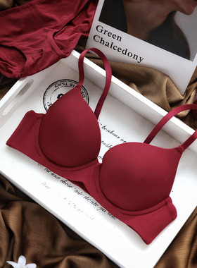 黑白红肤出口软钢圈一片式无痕光面薄款防下垂少女双排扣内衣文胸