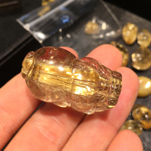 钛晶貔貅吊坠男钛晶金发晶小摆件车挂 钛晶招财转运项链饰品礼物