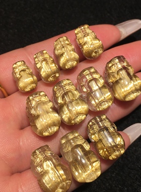 天然高品质满顺板钛钛晶金发晶貔貅裸石配件钛晶貔貅手串项链吊坠