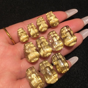 天然高品质满顺板钛钛晶金发晶貔貅裸石配件钛晶貔貅手串项链吊坠