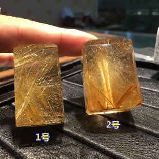 天然钛晶发晶印章摆件把玩 钛晶金发晶方章书画印章 钛晶发晶礼品