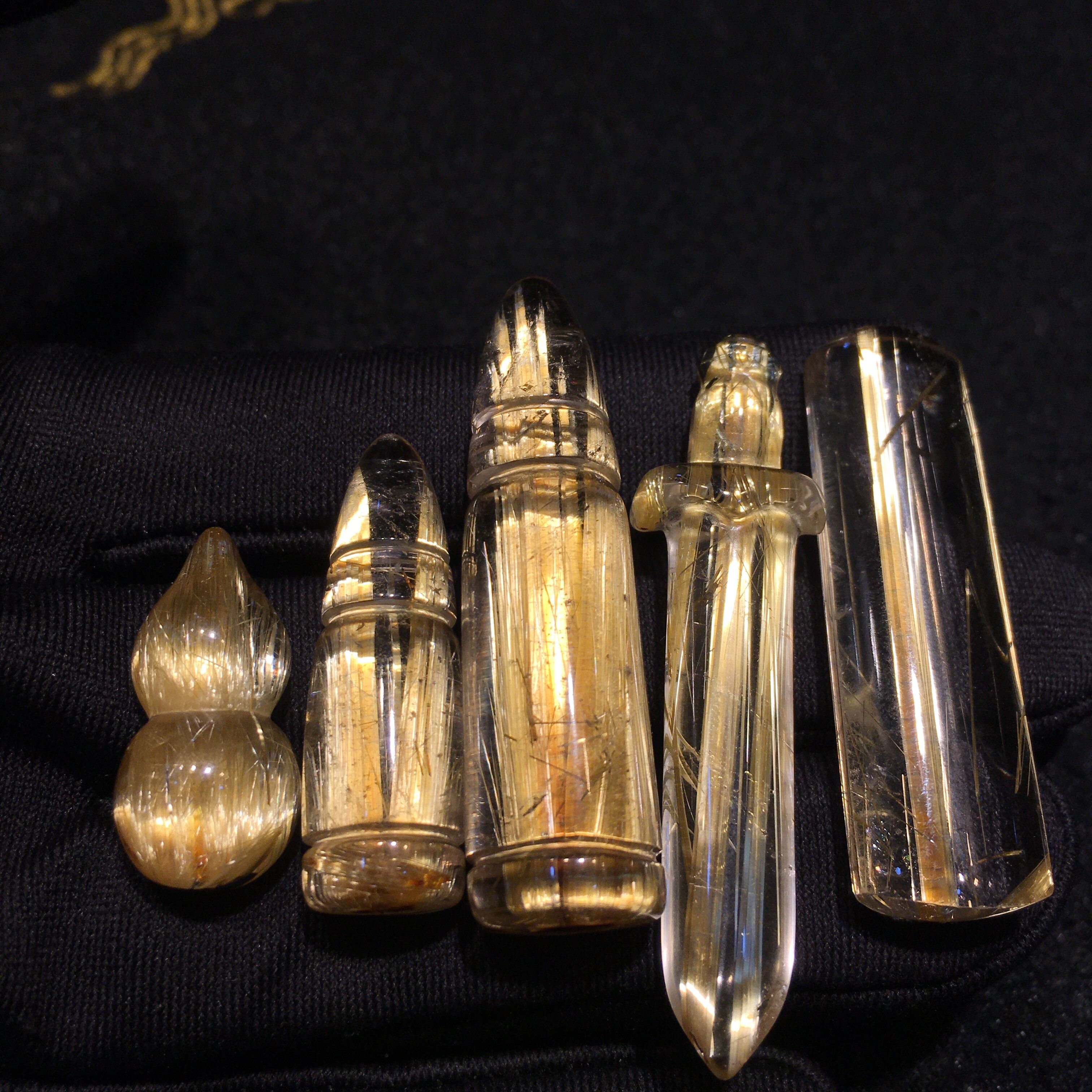 天然高品质钛晶金发晶葫芦子弹头宝剑无事牌男女通用毛衣项链吊坠