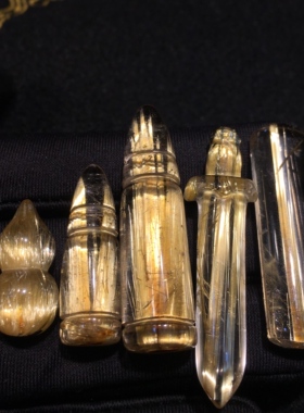 天然高品质钛晶金发晶葫芦子弹头宝剑无事牌男女通用毛衣项链吊坠