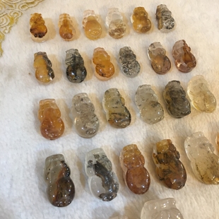 天然红胶花软锰矿共生雕刻貔貅项链吊坠挂件摆件 多宝手链DIY配珠