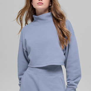 alo新款 Cropped Serenity短款高领卫衣罩衫 阔腿直筒运动裤套装