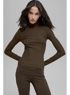 新款alo  Ribbed Mesmerize Mock Neck罗纹迷人立领长袖打底上衣