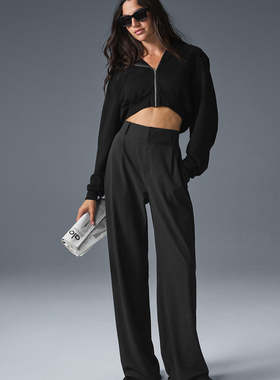 新款alo 宽松休闲DREAMSCAPE高腰长裤 透气活力轻质褶皱梭织面料