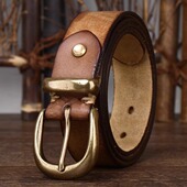 百搭男女士裤 3.3CM宽时尚 潮流皮带真皮针扣复古做旧韩版 腰带通用
