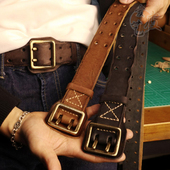 双针防过敏加厚4.5MM意大利牛皮手工缝线男士 皮带复古牛仔裤 腰带