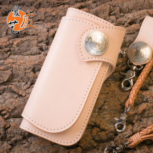 爱皮艺 超级厚实纯手工财布长夹植鞣皮钱包真皮包浆养牛财布男M32