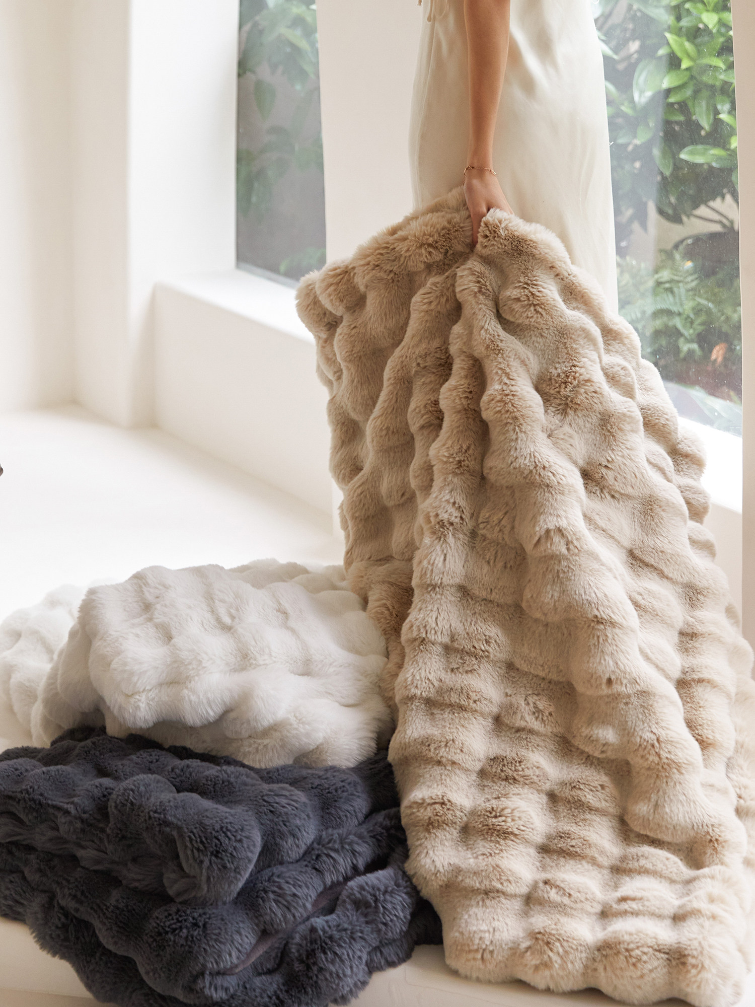 가을과 겨울 토스카나 스트레이트 모피 소파 담요 레저 담요 부드럽고 밀랍 따뜻한 토끼 플러시 담요 레저 던지기 담요