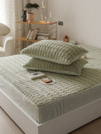 软糯兔绒牛奶绒床笠单件冬季加厚珊瑚绒床垫保护套床单保暖床垫套