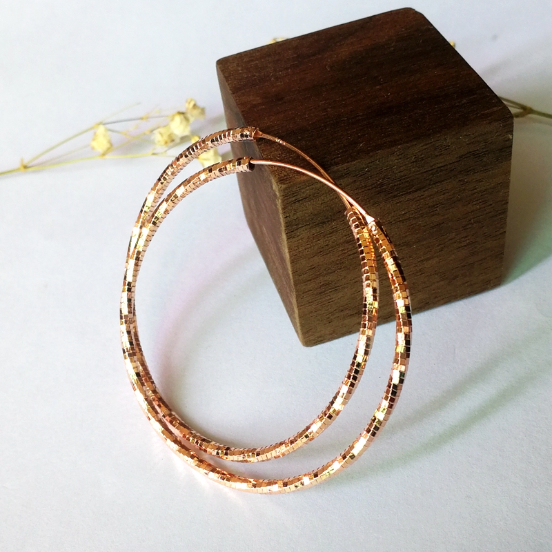 纯银大圈圈耳环夸张彩银玫瑰加粗