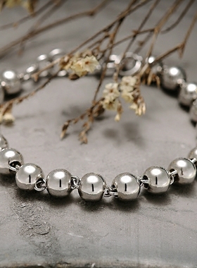 纯正925纯银珠珠手串加粗银饰