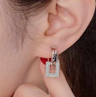 纯正品 牌S925纯银镀白金玫瑰金耳扣日韩气质银耳环镶钻耳饰品刻字