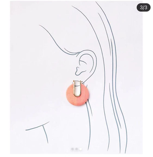 泼墨灰白活泼蜜桃优雅沙色拼色圆形气质耳钉女欧美饰品耳饰耳环