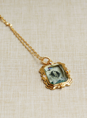 长方形相框星座透明吊坠项链颈链优雅百搭高级感个性时尚