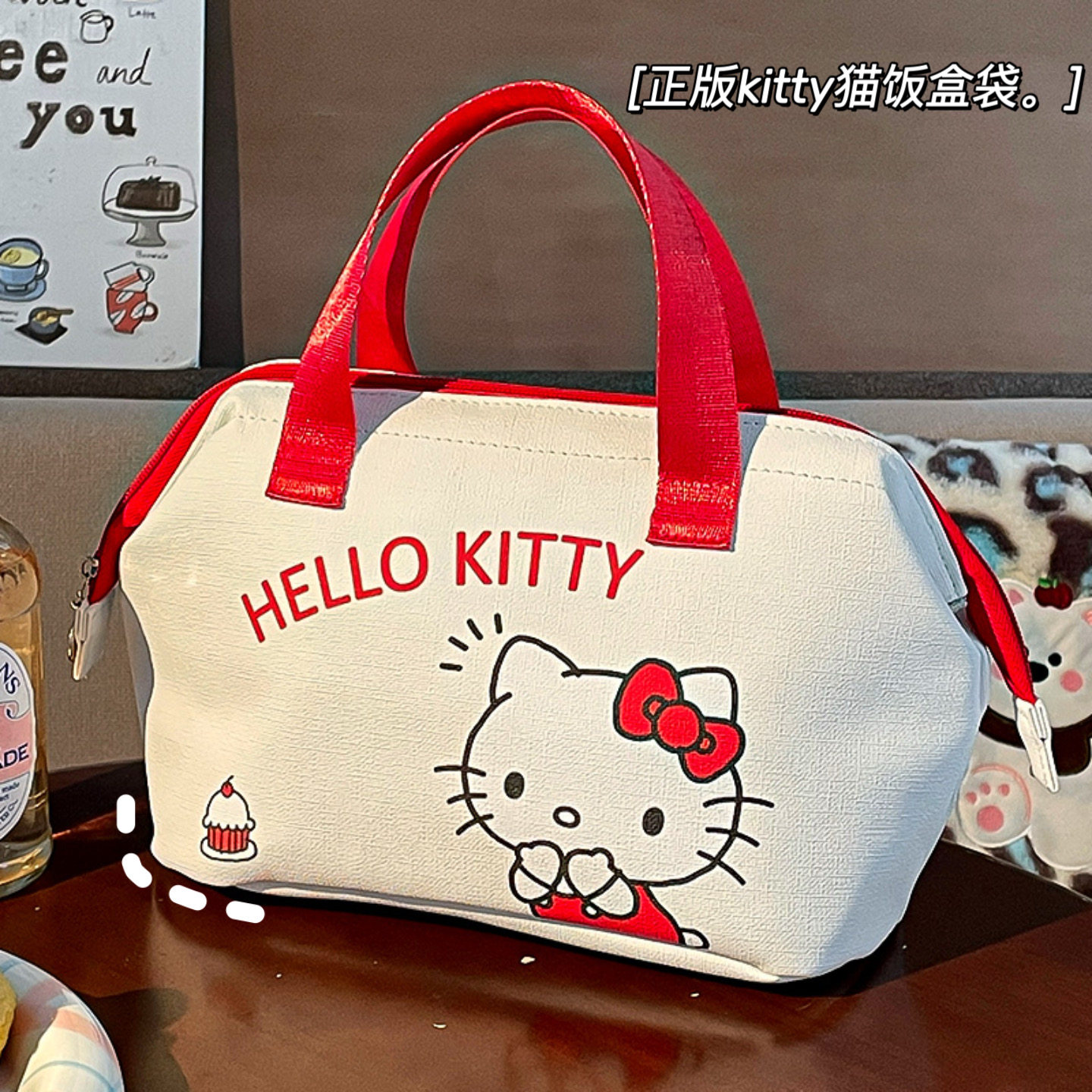凯蒂猫铝箔保温饭盒袋！小学生加厚带饭兜便携手提防水野餐便当包