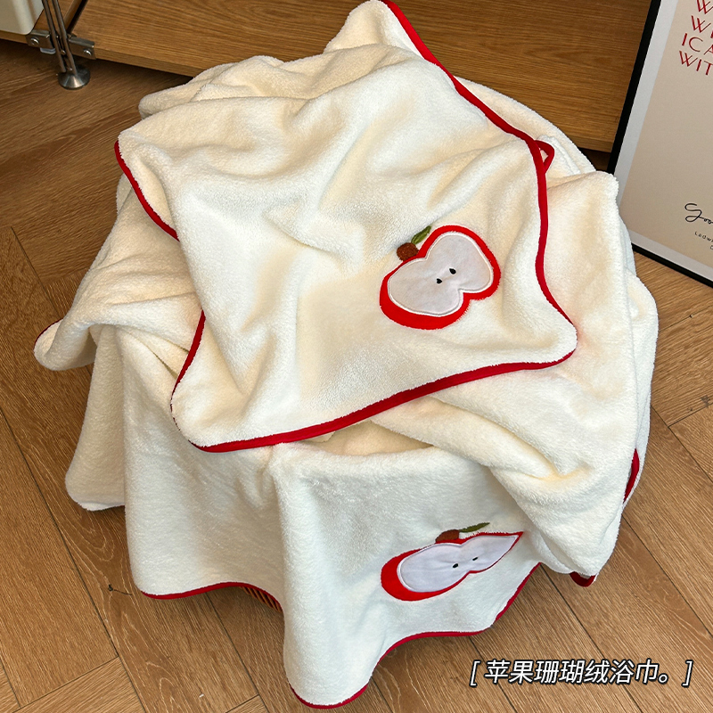 默默爱可爱苹果浴巾吸水不掉毛