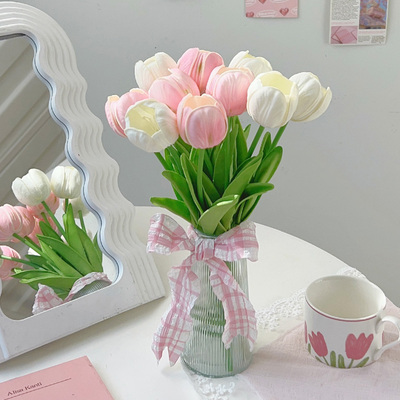 新款！湿感郁金香仿真花