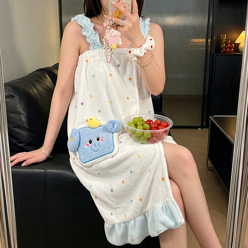 浴巾可穿式全身可裹浴裙珊瑚绒夏季吊带浴袍成人女款吸水速干新款