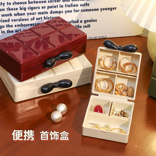 默默爱 复古首饰盒便携式旅行精致高档项链耳钉戒指饰品收纳盒子