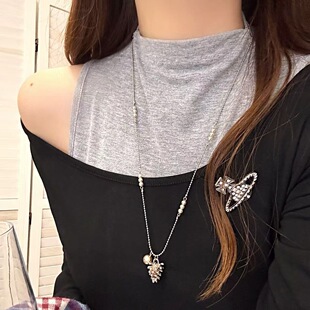 串珠项链长款女款学生2026新款高级感轻奢小众复古配饰装饰卫衣链