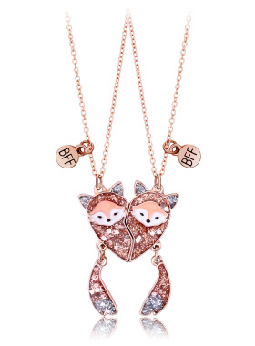 学生闺蜜项链女二人款磁吸一对儿童姐妹专属信物狐狸挂件生日礼物