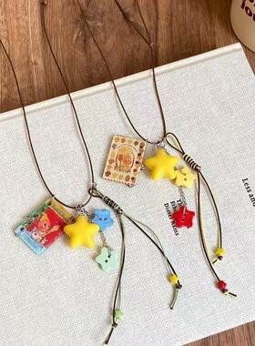 夏天黄色星星独特漂亮项链长款装饰女款学生党小众精致吊坠配饰女