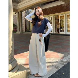 ［T台］T-PLATFORM 2026春季新款裤子松弛感阔腿休闲裤配挂饰3815