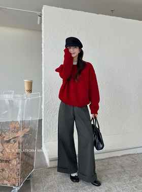 [T台]广州十三行 冬季显瘦穿搭小个子卷边设计感休闲裤22237-1